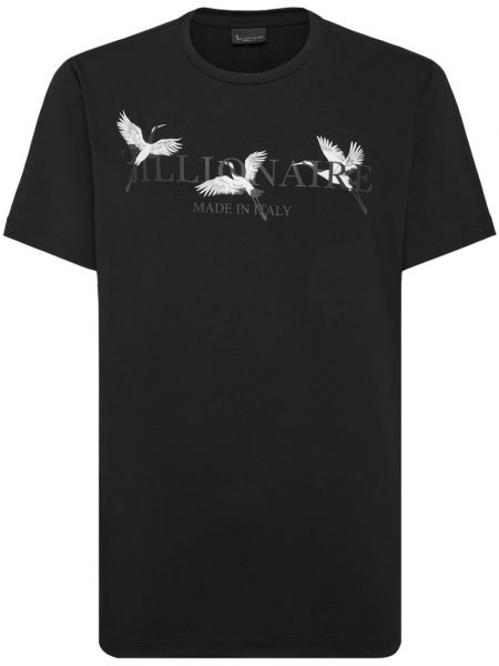 Kokvilnas t-krekls ar apdruku Billionaire melns