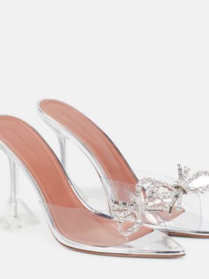 Sandały z kryształkami Amina Muaddi srebrne