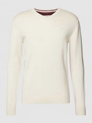 Dzianinowy sweter z dekoltem w serek Tom Tailor biały