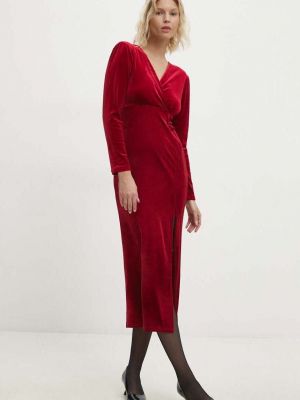Welurowa sukienka długa dopasowana Answear Lab czerwona