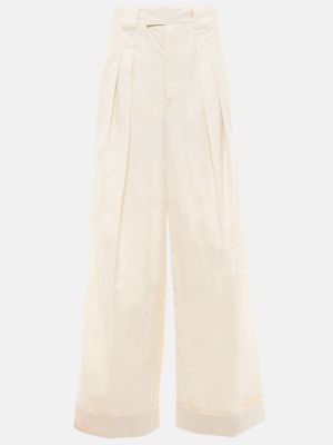 Luźne spodnie bawełniane Lemaire - beżowy