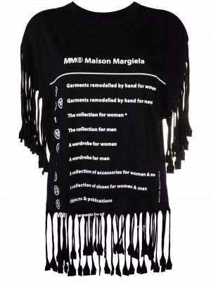 Camiseta con flecos Mm6 Maison Margiela negro