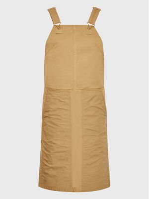 Bavlnené priliehavé džínsové šaty Carhartt Wip - hnedá