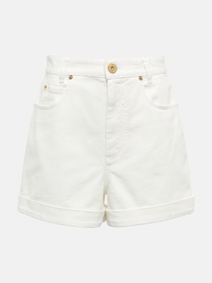 Shorts en jean taille haute Balmain blanc