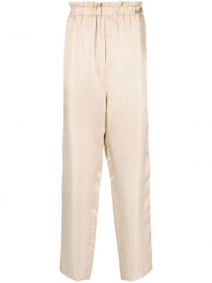 Копринени прав панталон на райета с принт Saint Laurent