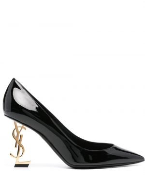 Кожени полуотворени обувки Saint Laurent черно