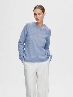 Пуловер Selected Femme синьо