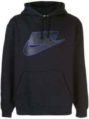 Leder hoodie Supreme schwarz