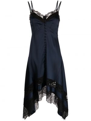 Čipkované saténové midi šaty Monse modrá