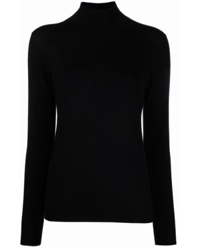 Jersey de cachemir de cuello vuelto de tela jersey Lisa Yang negro