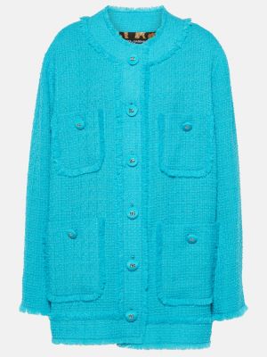 Tweed woll jacke mit fransen Dolce&gabbana blau