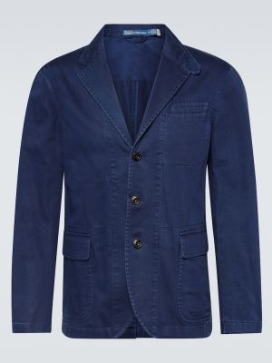 Bombažni blazer Polo Ralph Lauren modra