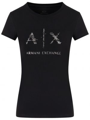 Bavlnené tričko s potlačou Armani Exchange čierna