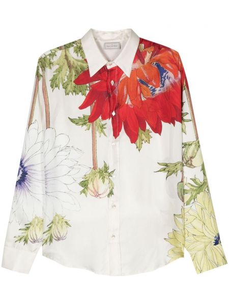 Květinová hedvábná košile s potiskem Pierre-louis Mascia bílá