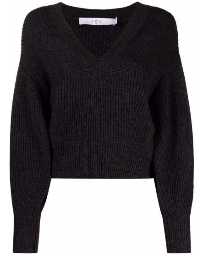 Jersey de lana merino con escote v de tela jersey Iro negro