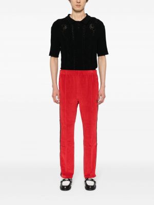 Velurové sportovní kalhoty s výšivkou Needles červené