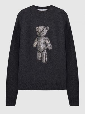 Вовняний светр з аплікацією Alexander Wang сірий