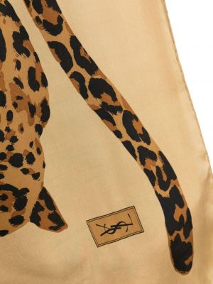 Hedvábný šál s potiskem s tygřím vzorem Saint Laurent Pre-owned béžový