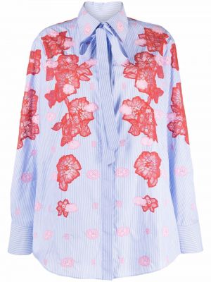 Camisa de flores de encaje Valentino azul