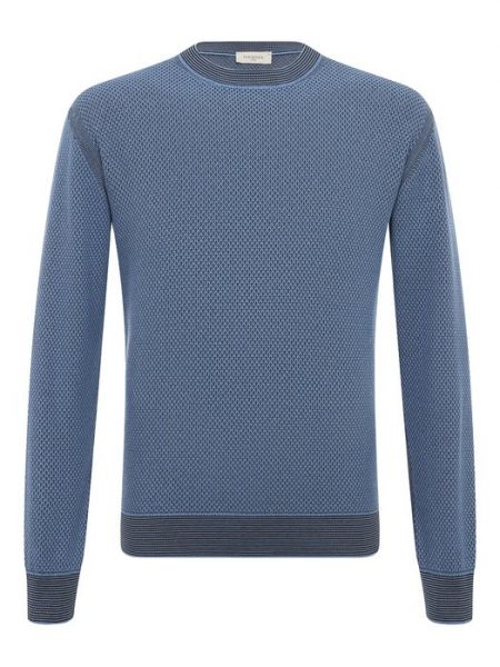 Хлопковый кашемировый шелковый свитер Piacenza Cashmere 1733 синий