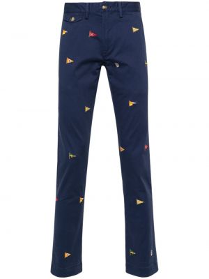 Копринени копринени chino панталони с катарама Polo Ralph Lauren синьо