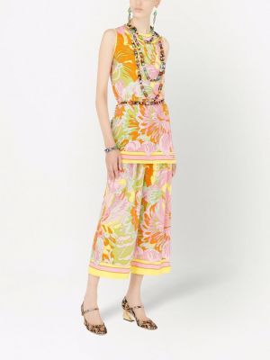 Zīda culotte bikses ar ziediem ar apdruku Dolce & Gabbana