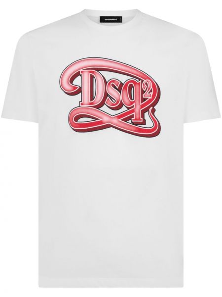Памучна тениска с принт Dsquared2 бяло