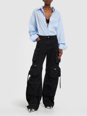 Voľné džínsy s nízkym pásom The Attico čierna