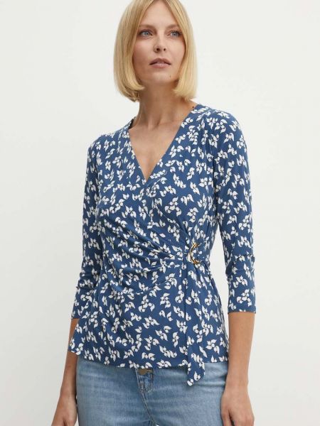 Bluza s printom Lauren Ralph Lauren plava