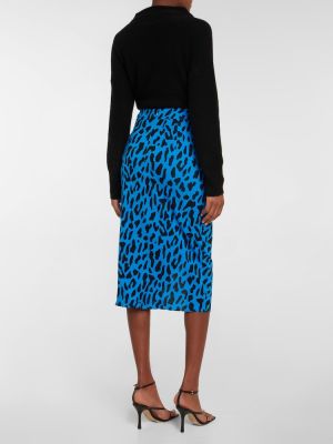 Fusta midi cu imagine cu model leopard Diane Von Furstenberg albastru