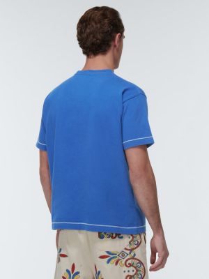 Памучна тениска бродирана Bode синьо