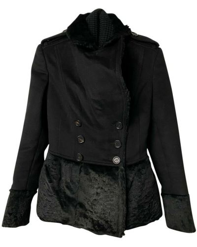 Płaszcz wełniany vintage z futerkiem Burberry Vintage, сzarny