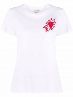Camiseta con estampado con corazón Alexander Mcqueen blanco