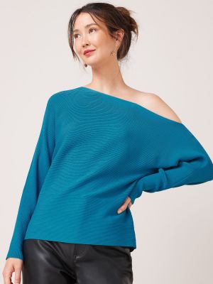 Трикотажный свитер с открытыми плечами Next синий