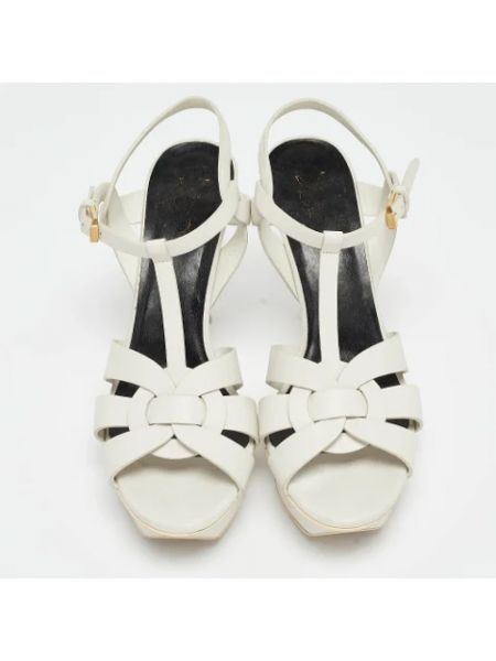 Sandalias de cuero retro Yves Saint Laurent Vintage blanco