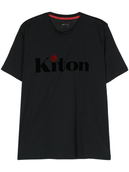 T-shirt en coton à imprimé Kiton bleu