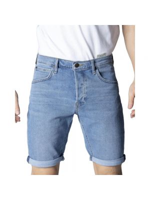 Einfarbige jeans shorts mit geknöpfter mit reißverschluss Lee blau