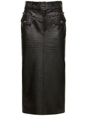 Δερμάτινη φούστα με σχέδιο με καρφιά Alessandra Rich μαύρο