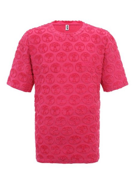 Хлопковая футболка Moschino розовая