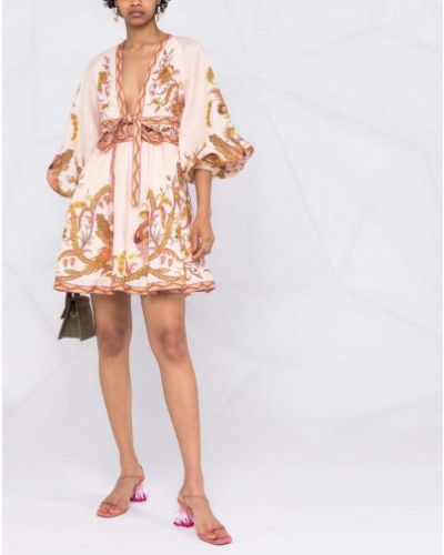 Mini vestido con estampado Zimmermann beige