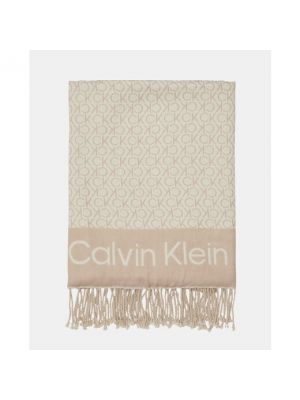 Bufanda con flecos con estampado Calvin Klein marrón