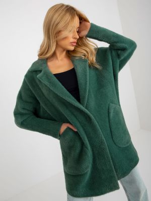 Kabát z alpaky relaxed fit s kapsami Fashionhunters zelený
