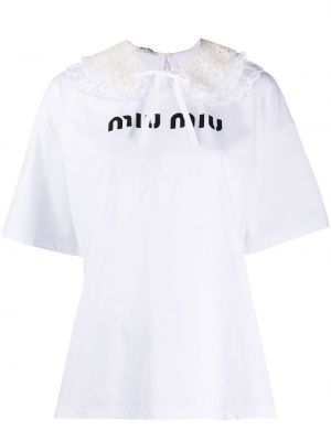 Camiseta de encaje Miu Miu blanco
