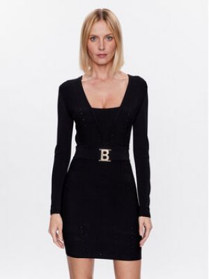 Slim fit koktejlové šaty Blugirl Blumarine černé