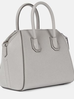 Кожени шопинг чанта Givenchy сиво
