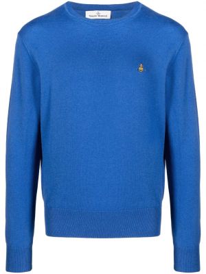 Пуловер бродиран с кръгло деколте Vivienne Westwood синьо