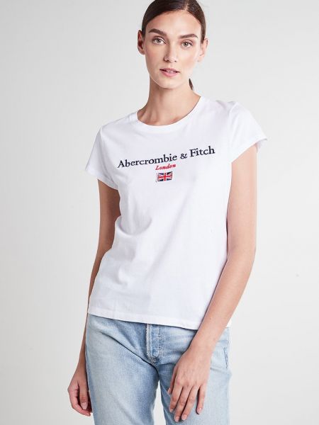 Koszulka z nadrukiem Abercrombie & Fitch biała