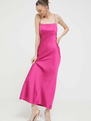 Sukienka długa dopasowana Abercrombie & Fitch różowa