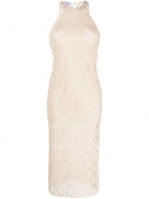 Krajkové bavlněné midi šaty Off-white
