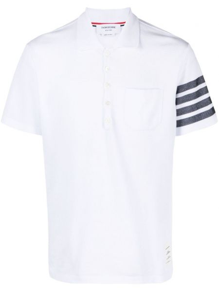 Памучна поло тениска Thom Browne бяло